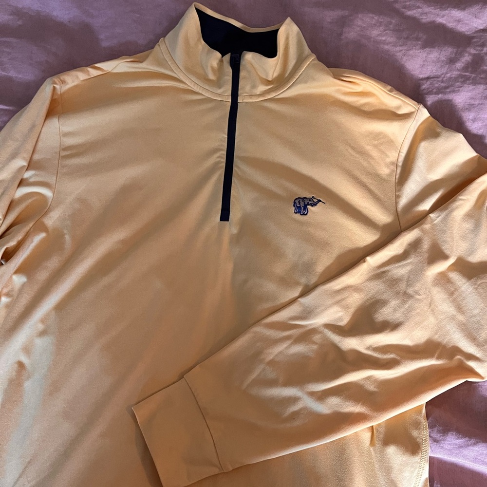 Yellow Quarter-Zip Pullover with Elephant Logo
